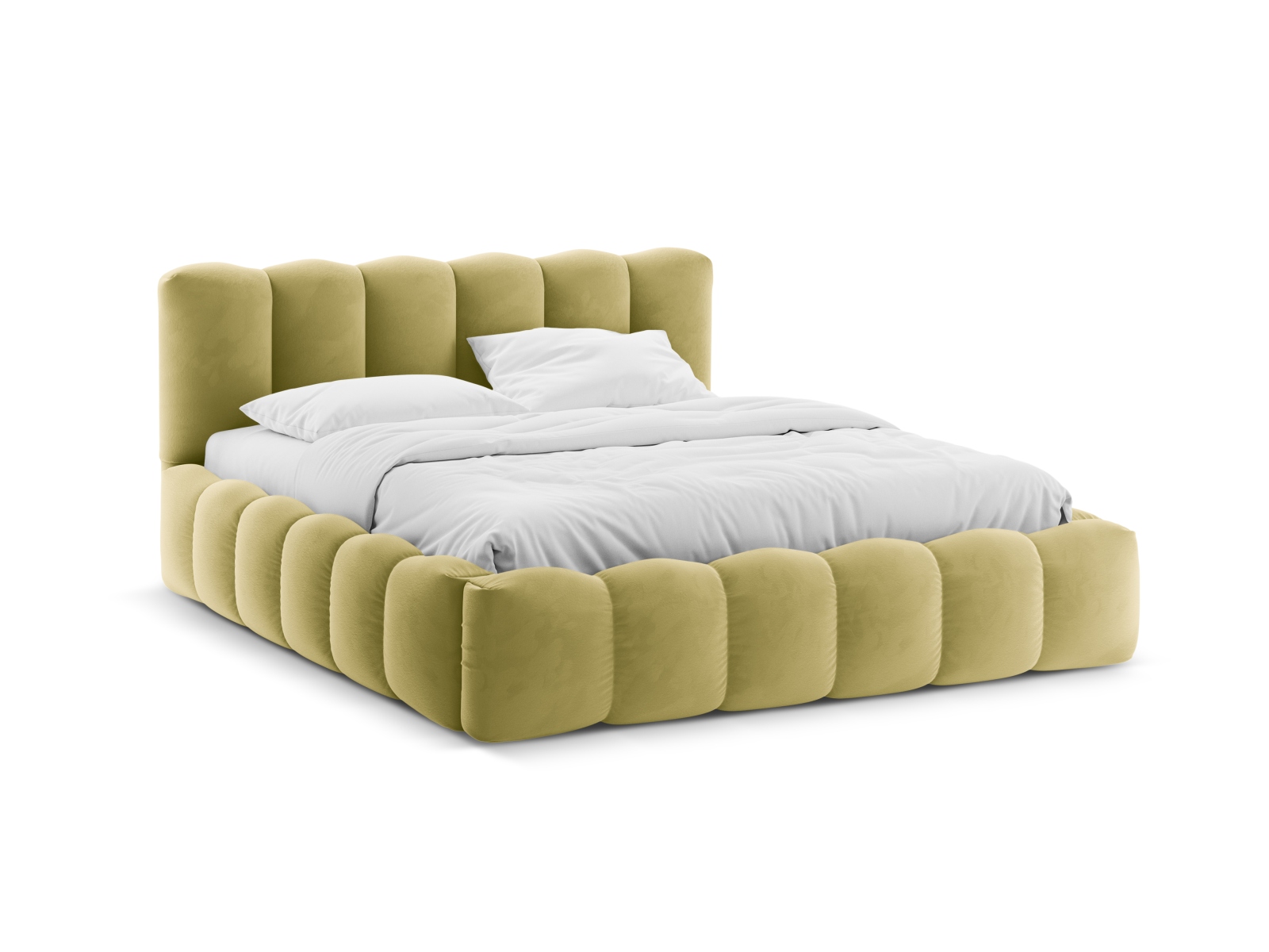 Velvet Storage Bed With Headboard, "Lupine", 186x226x95