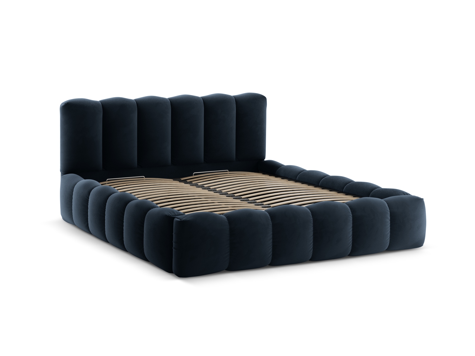Velvet Storage Bed With Headboard, "Lupine", 206x226x95