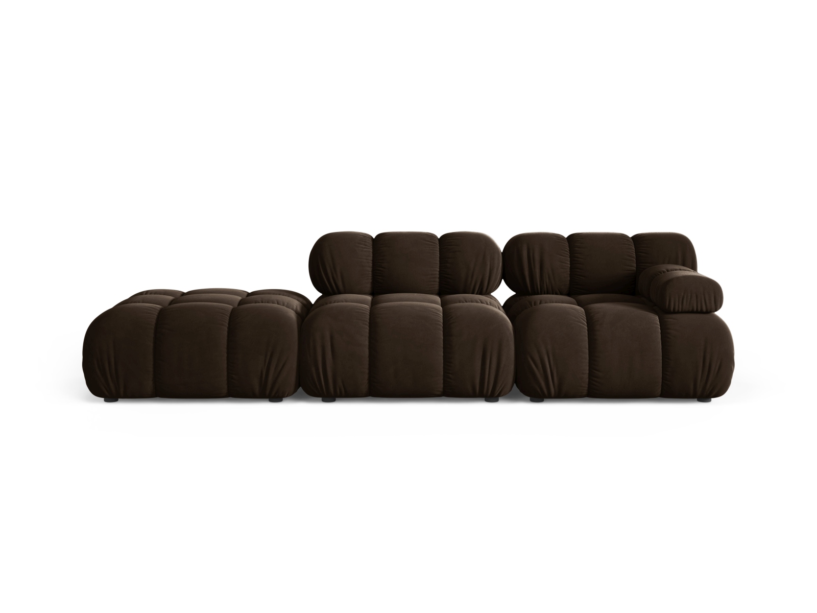 Velvet Left Modular Sofa, "Bellis", 4 Seats, 282x94x70