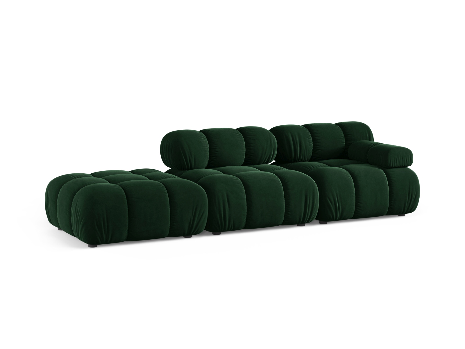 Velvet Left Modular Sofa, "Bellis", 4 Seats, 282x94x70