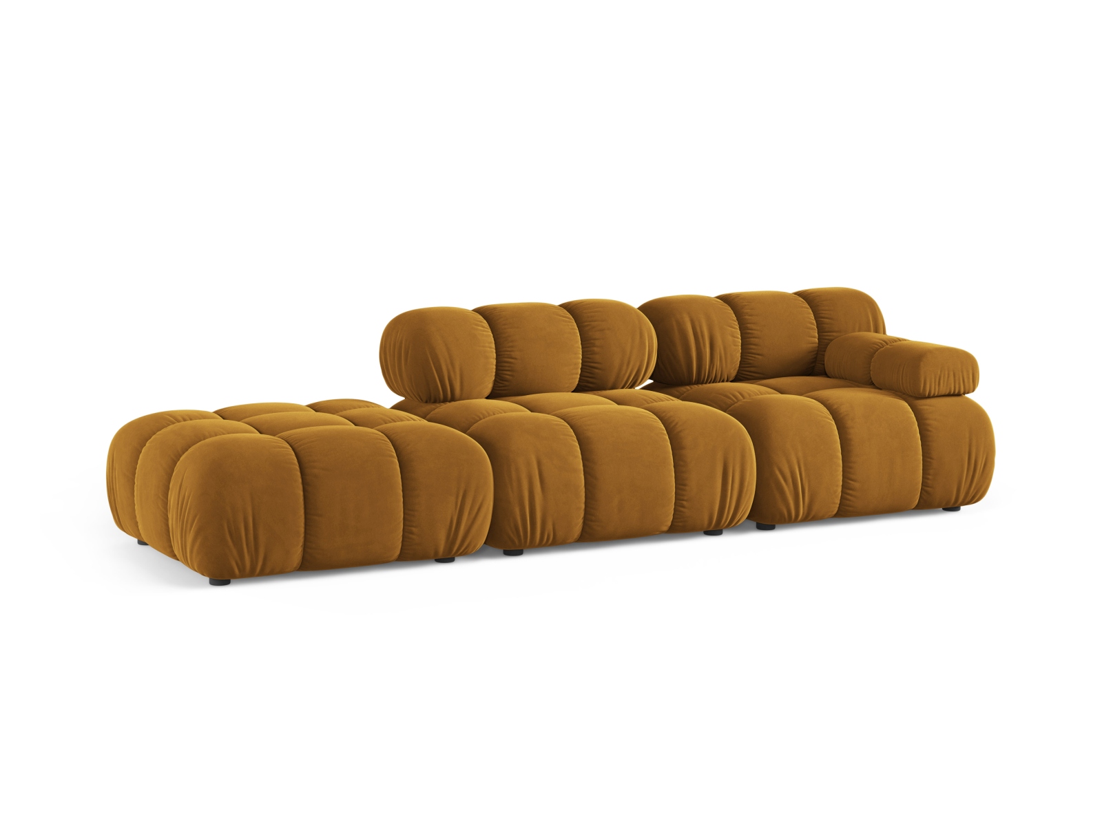 Velvet Left Modular Sofa, "Bellis", 4 Seats, 282x94x70