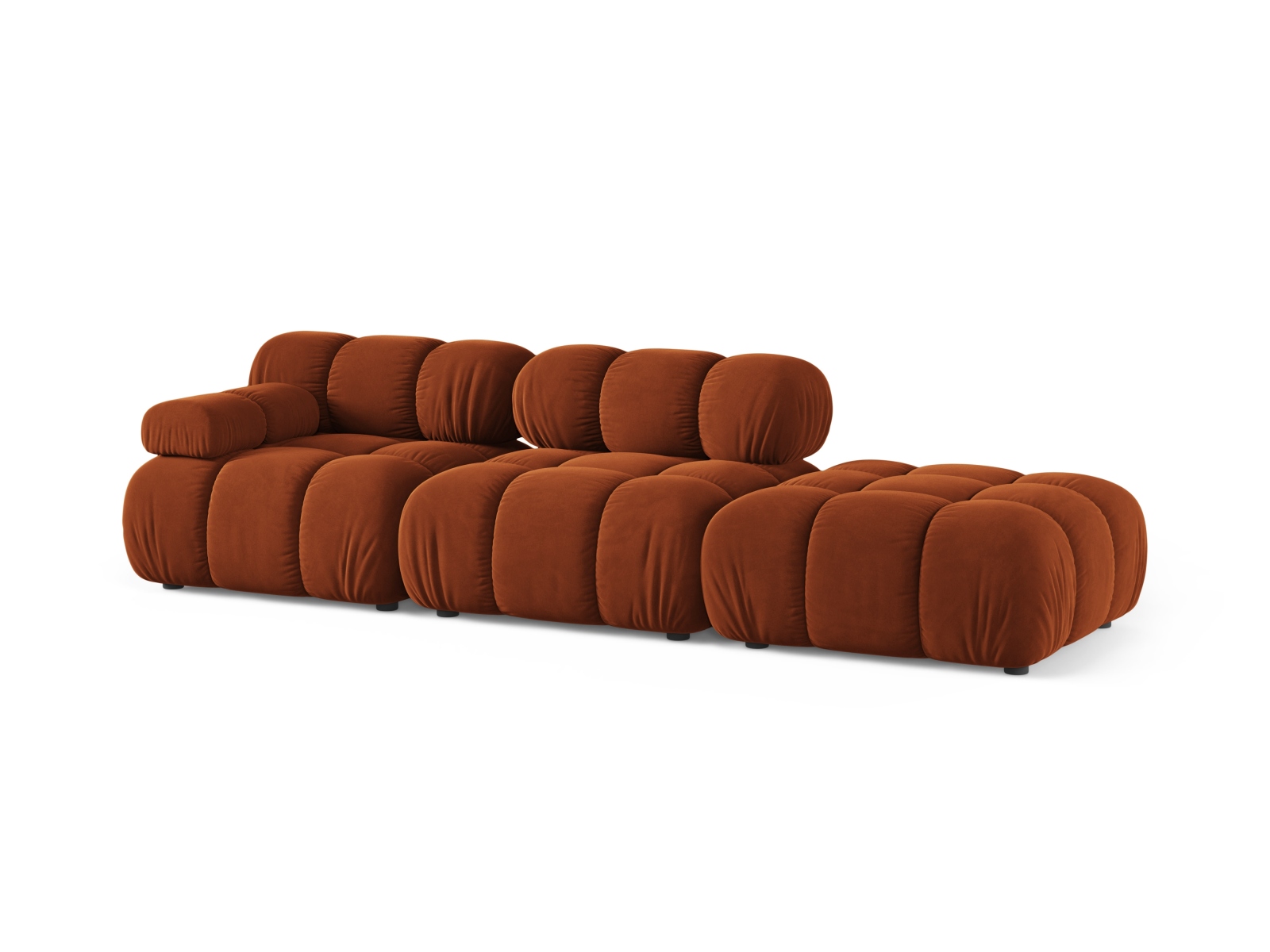 Velvet Right Modular Sofa, "Bellis", 4 Seats, 282x94x70