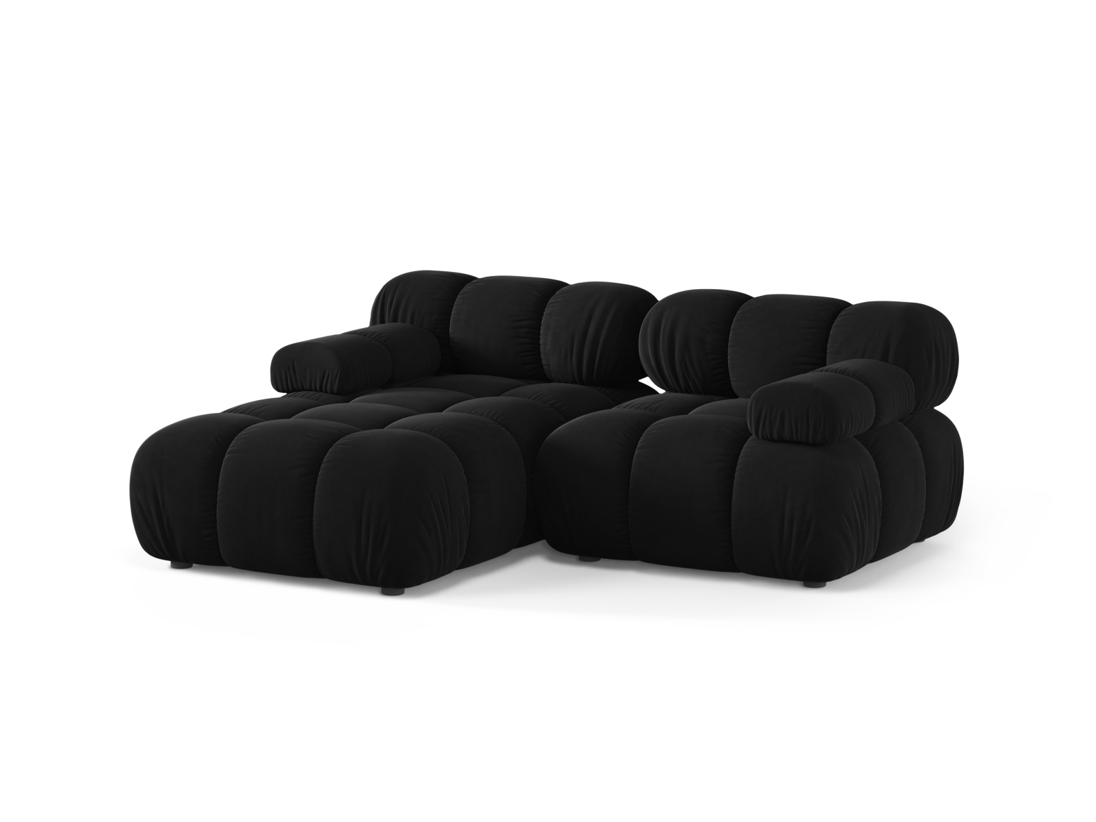 Velvet Modular Left Corner Sofa, "Bellis", 3 Seats, 188x155x70