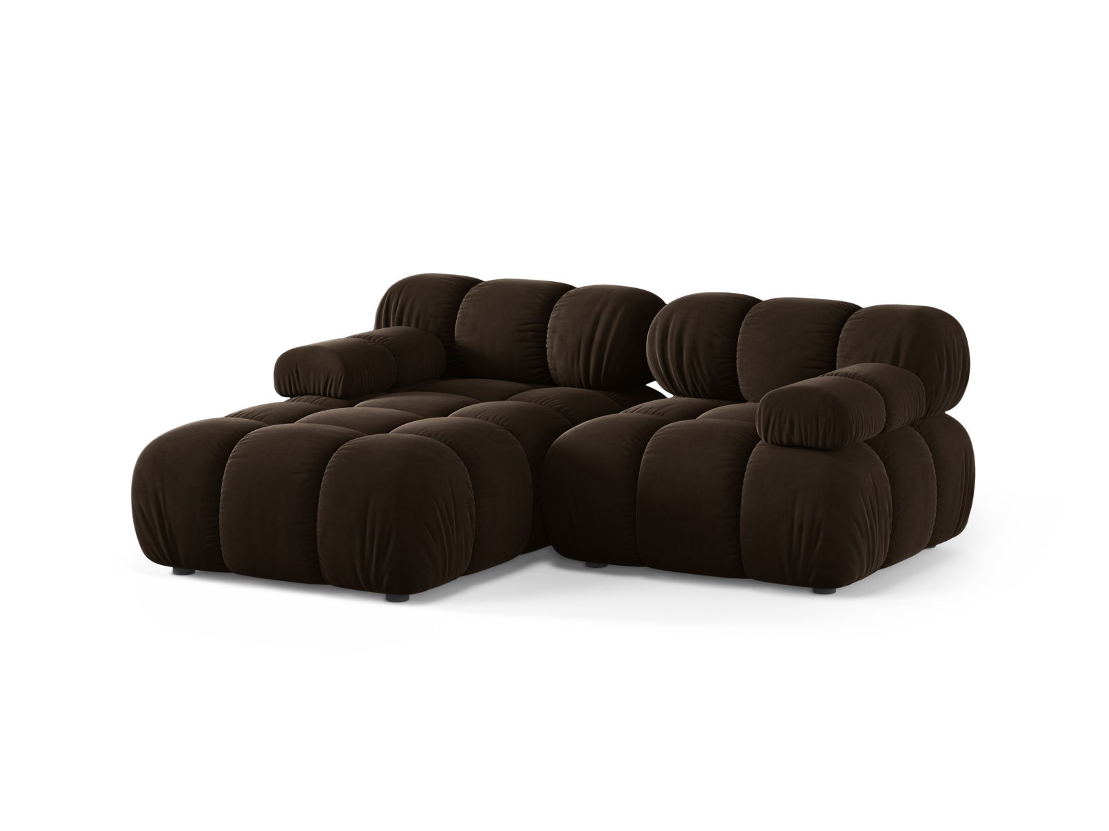 Velvet Modular Left Corner Sofa, "Bellis", 3 Seats, 188x155x70