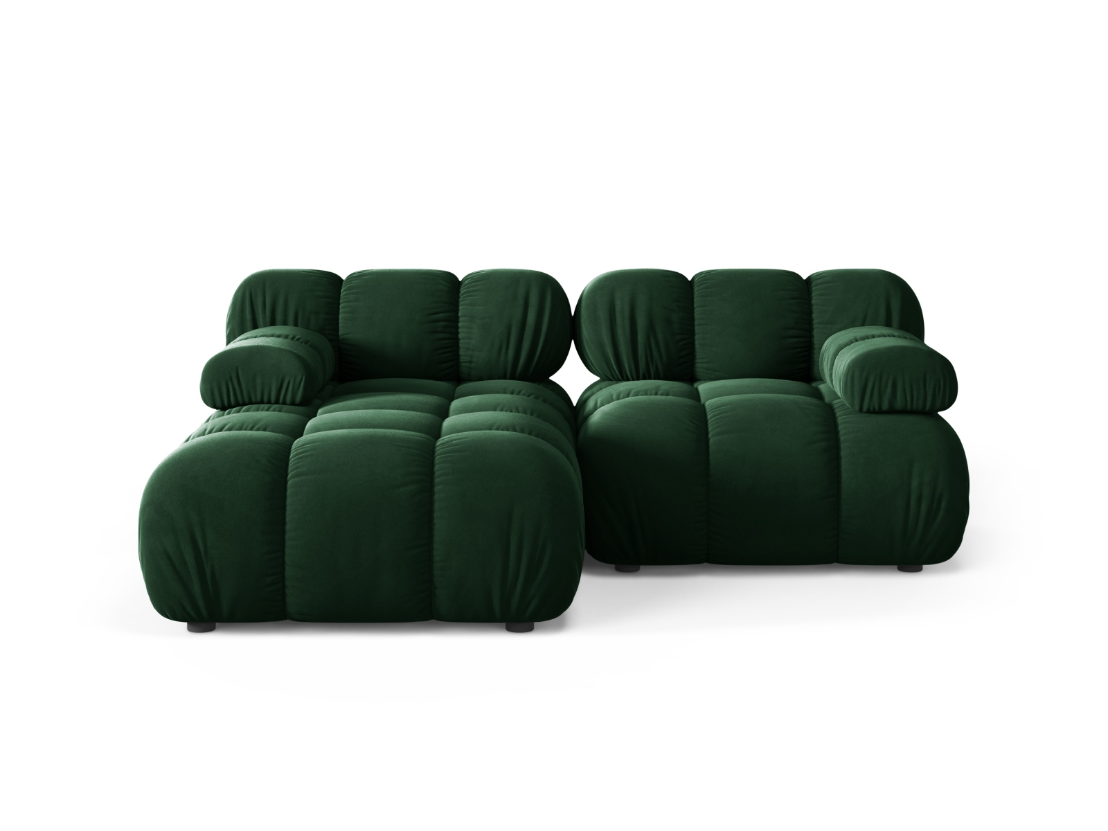 Velvet Modular Left Corner Sofa, "Bellis", 3 Seats, 188x155x70