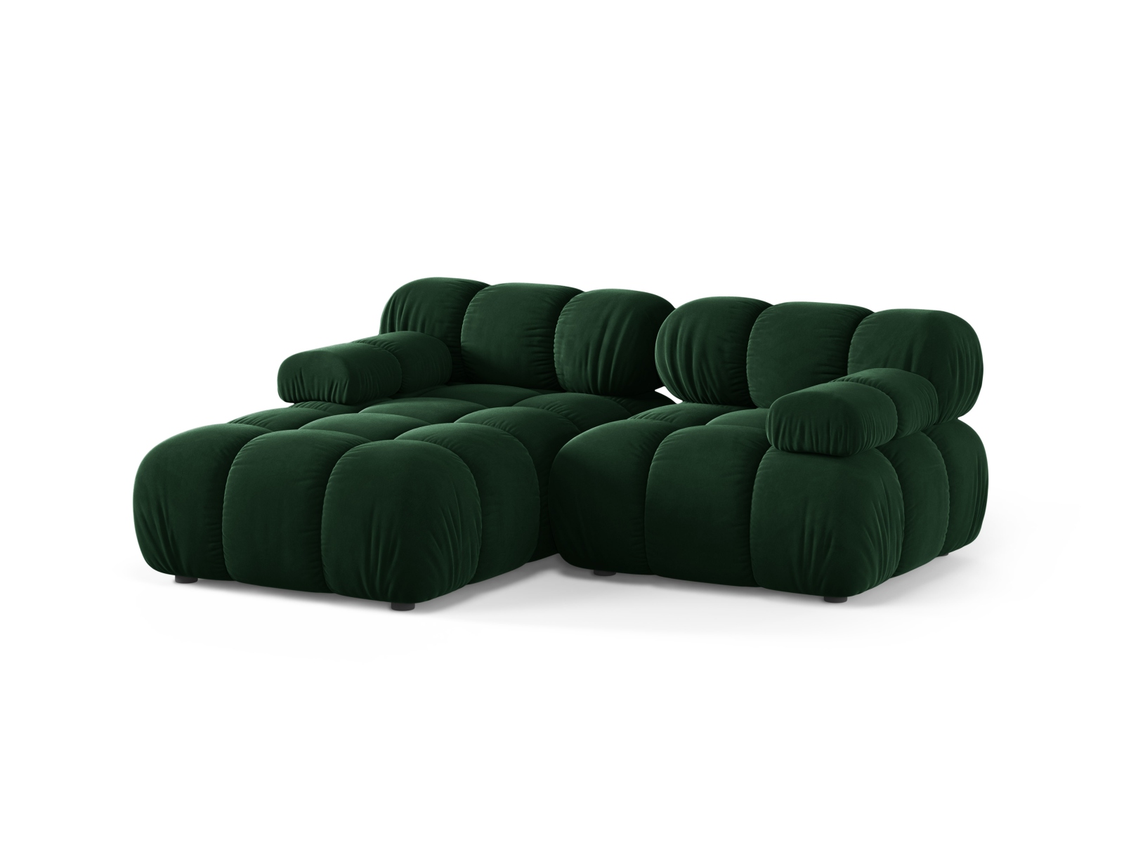 Velvet Modular Left Corner Sofa, "Bellis", 3 Seats, 188x155x70