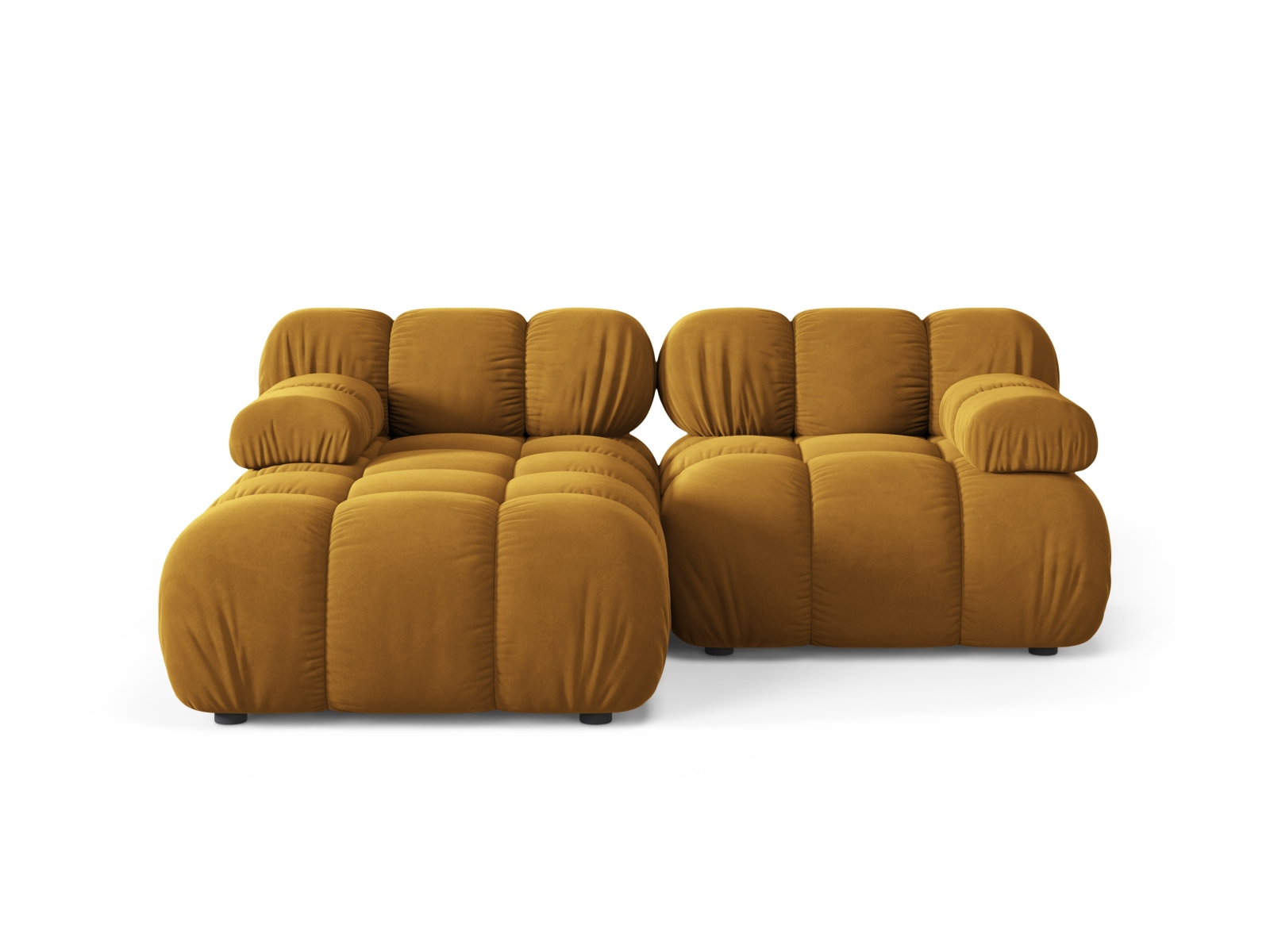Velvet Modular Left Corner Sofa, "Bellis", 3 Seats, 188x155x70