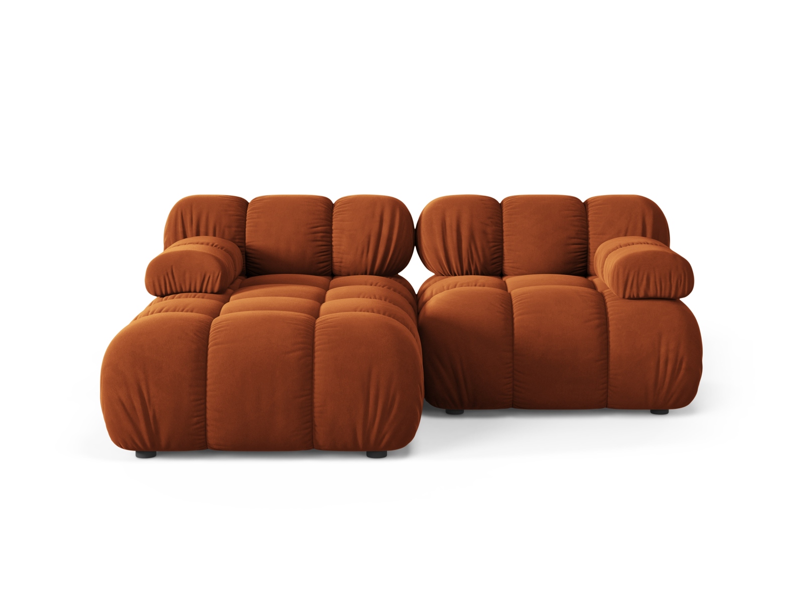 Velvet Modular Left Corner Sofa, "Bellis", 3 Seats, 188x155x70