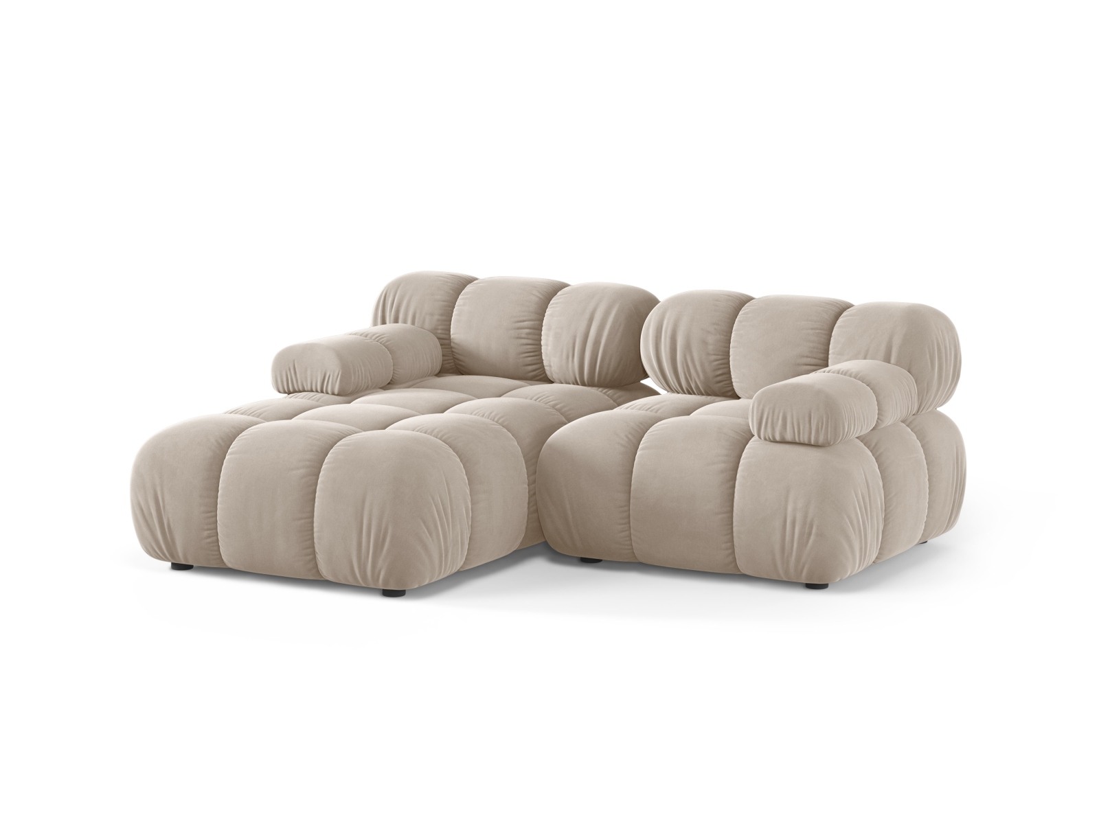 Velvet Modular Left Corner Sofa, "Bellis", 3 Seats, 188x155x70