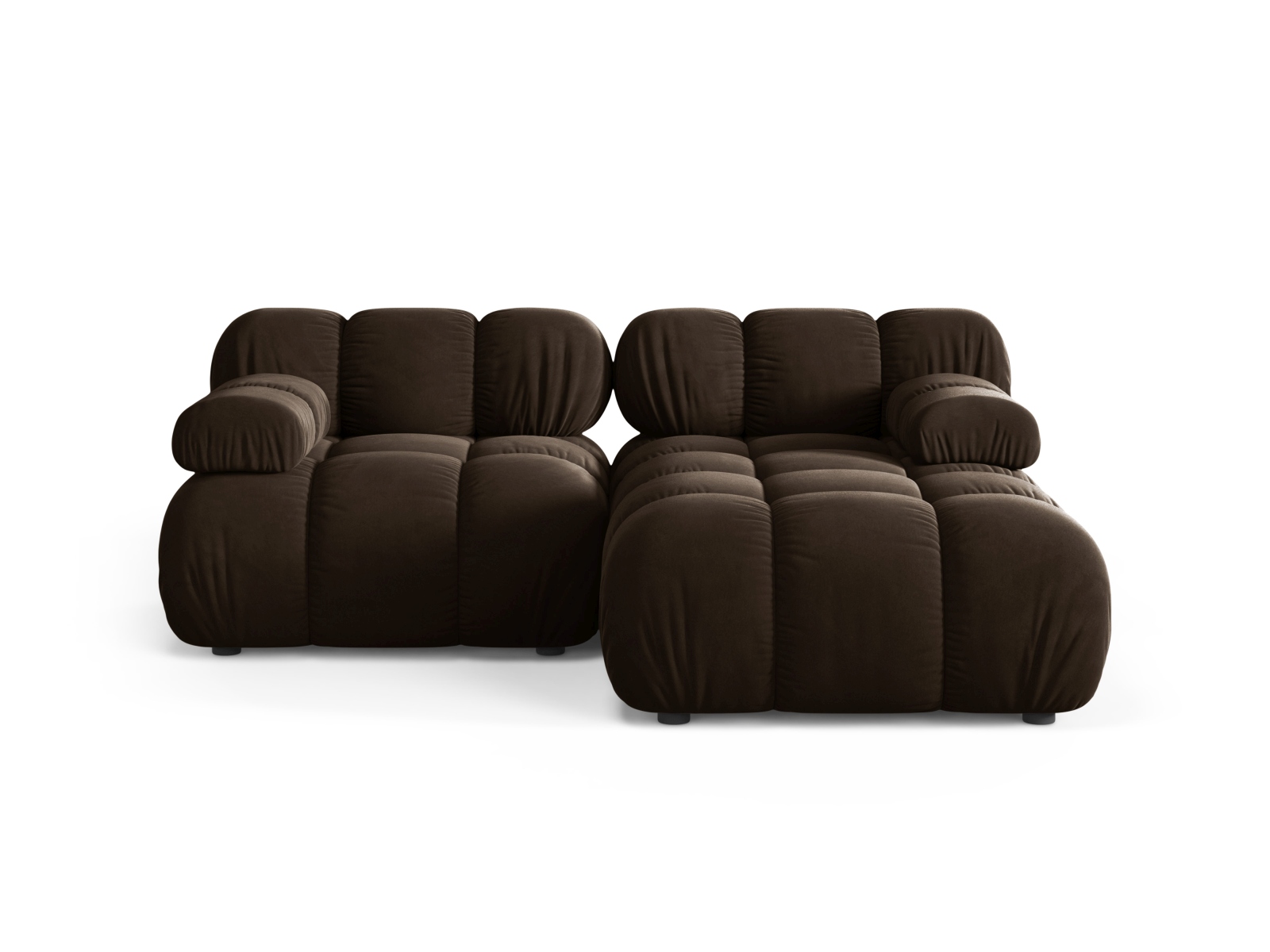 Velvet Modular Right Corner Sofa, "Bellis", 3 Seats, 188x155x70