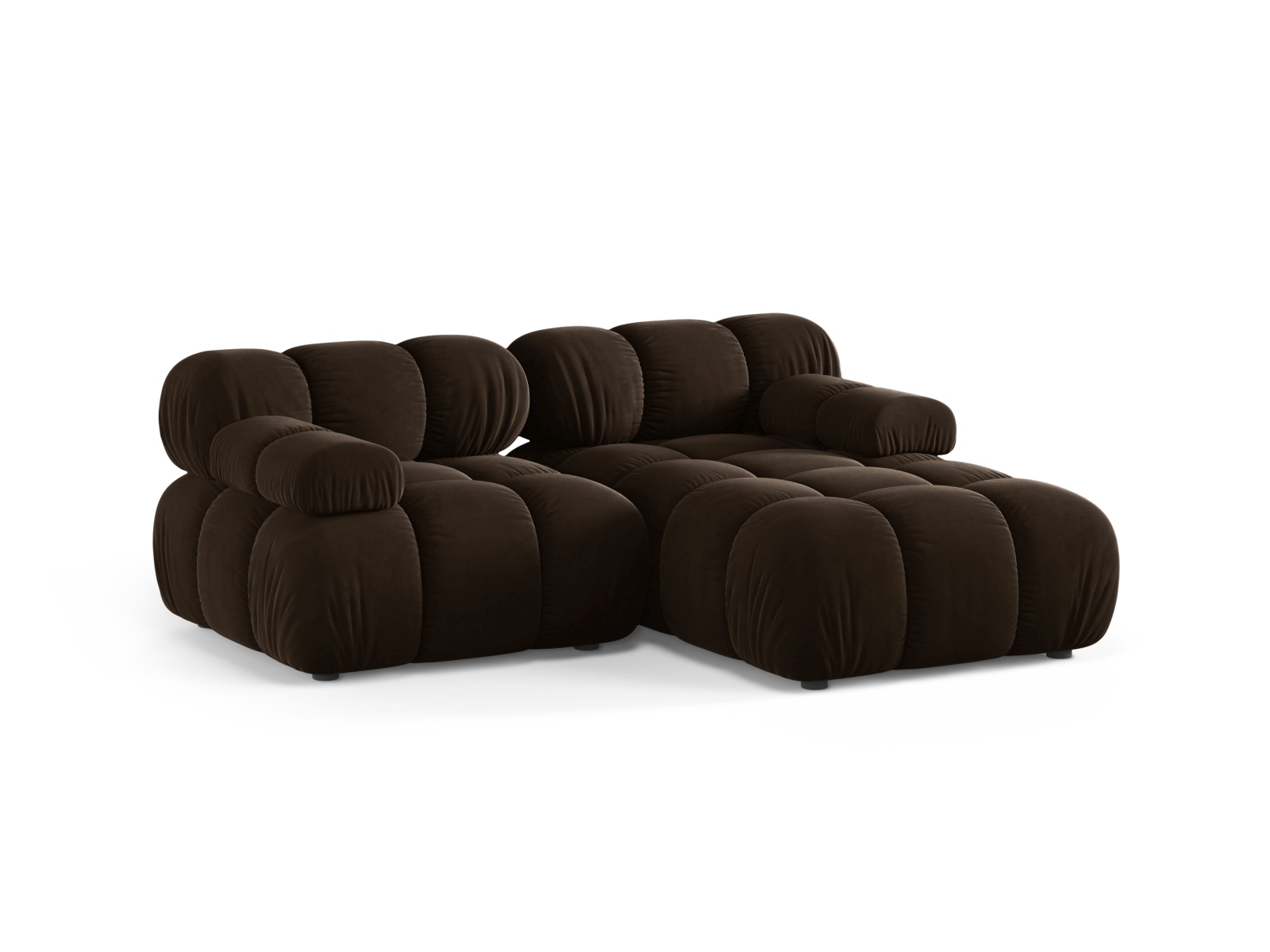 Velvet Modular Right Corner Sofa, "Bellis", 3 Seats, 188x155x70