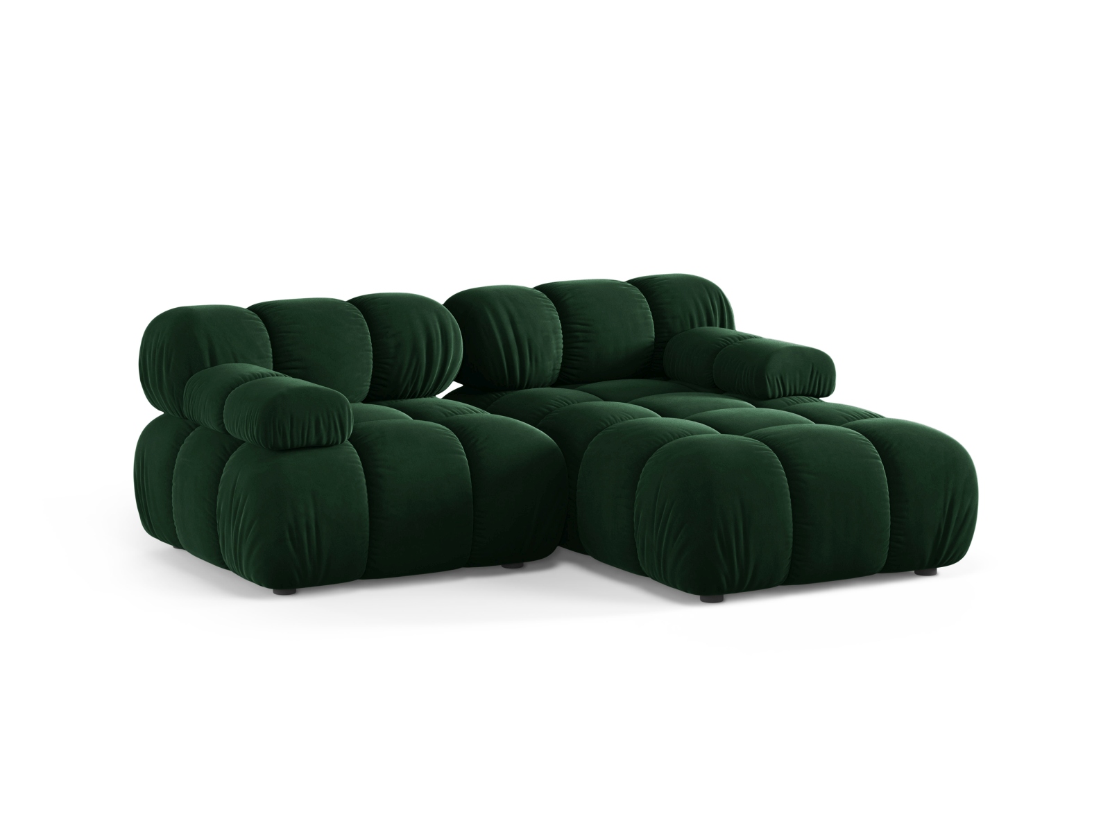 Velvet Modular Right Corner Sofa, "Bellis", 3 Seats, 188x155x70
