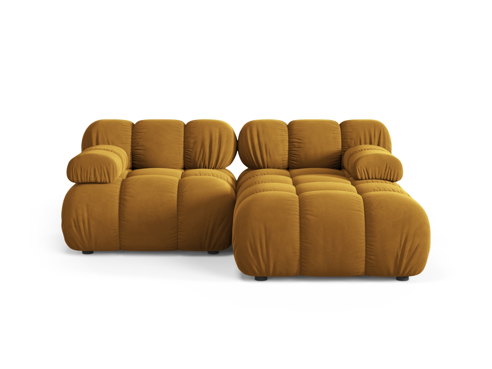 Velvet Modular Right Corner Sofa, "Bellis", 3 Seats, 188x155x70