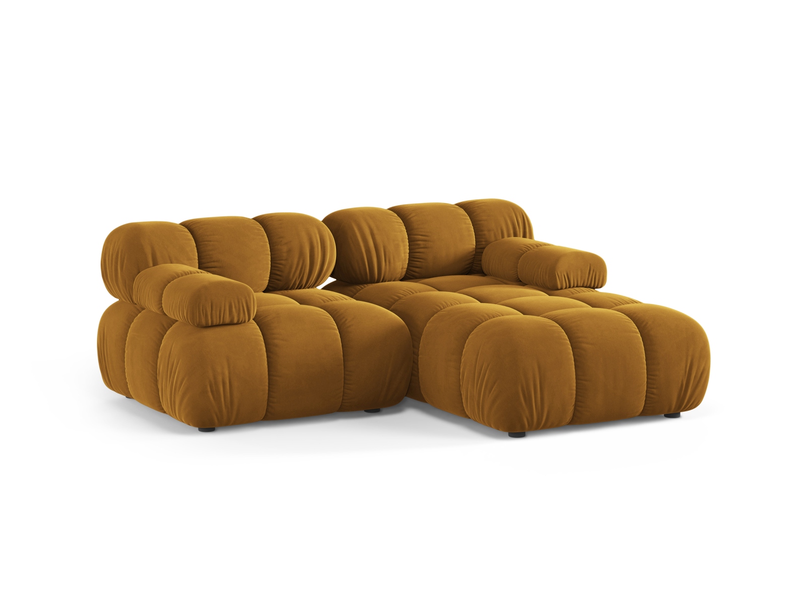 Velvet Modular Right Corner Sofa, "Bellis", 3 Seats, 188x155x70