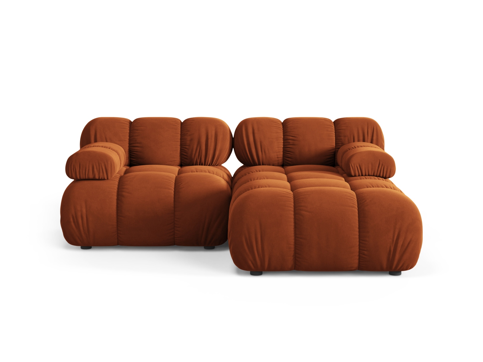 Velvet Modular Right Corner Sofa, "Bellis", 3 Seats, 188x155x70