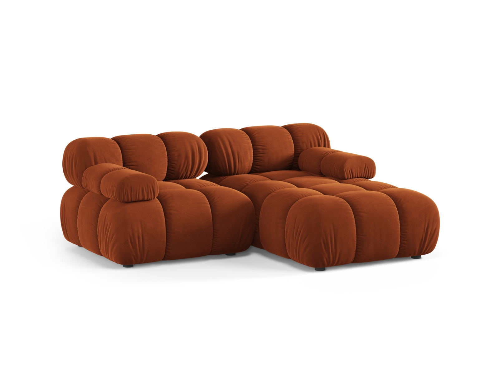 Velvet Modular Right Corner Sofa, "Bellis", 3 Seats, 188x155x70