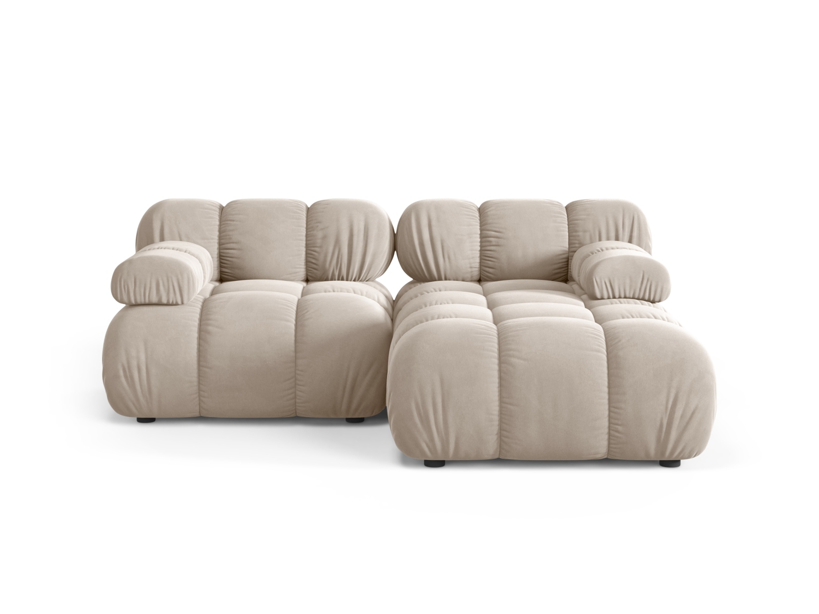 Velvet Modular Right Corner Sofa, "Bellis", 3 Seats, 188x155x70