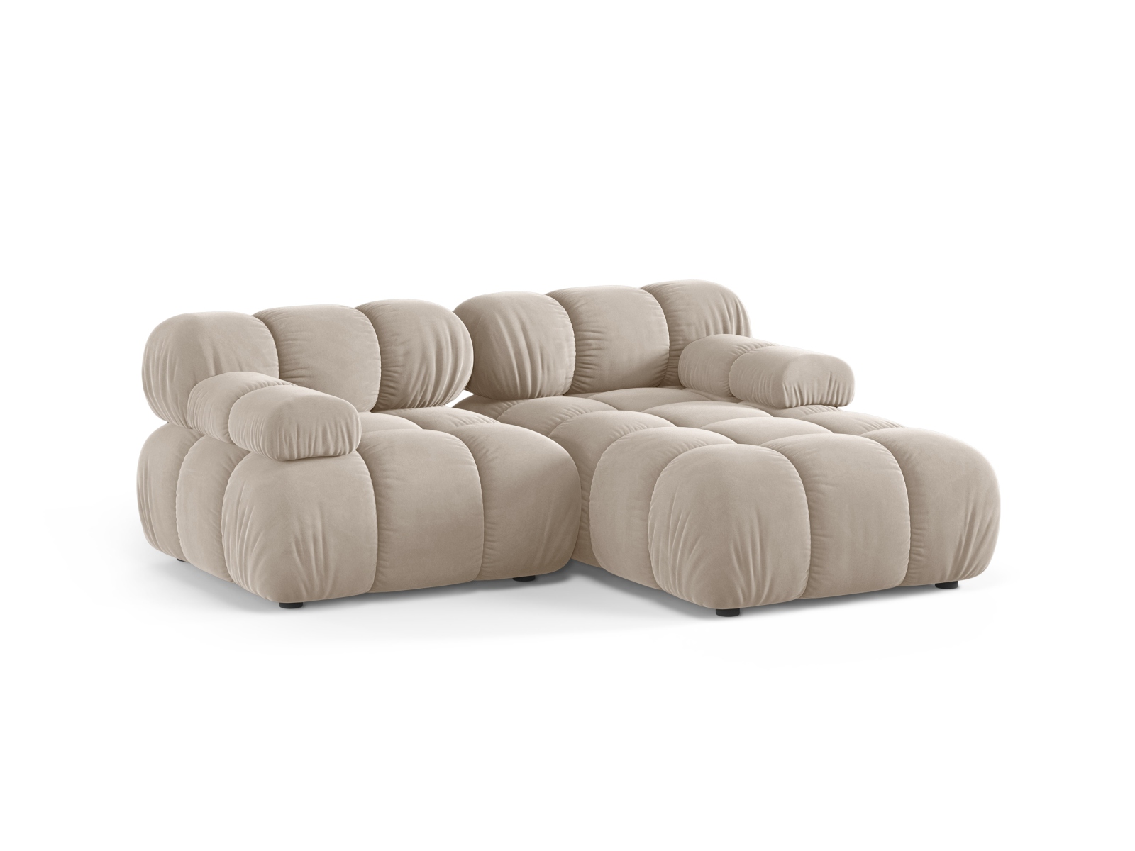 Velvet Modular Right Corner Sofa, "Bellis", 3 Seats, 188x155x70