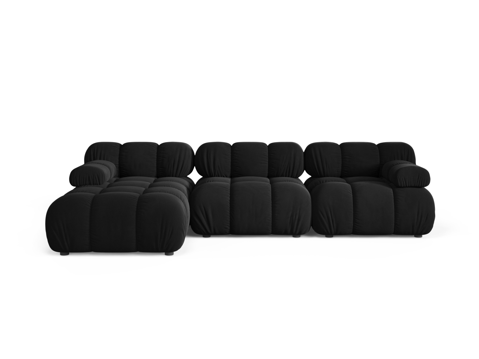 Velvet Modular Left Corner Sofa, "Bellis", 4 Seats, 282x155x70