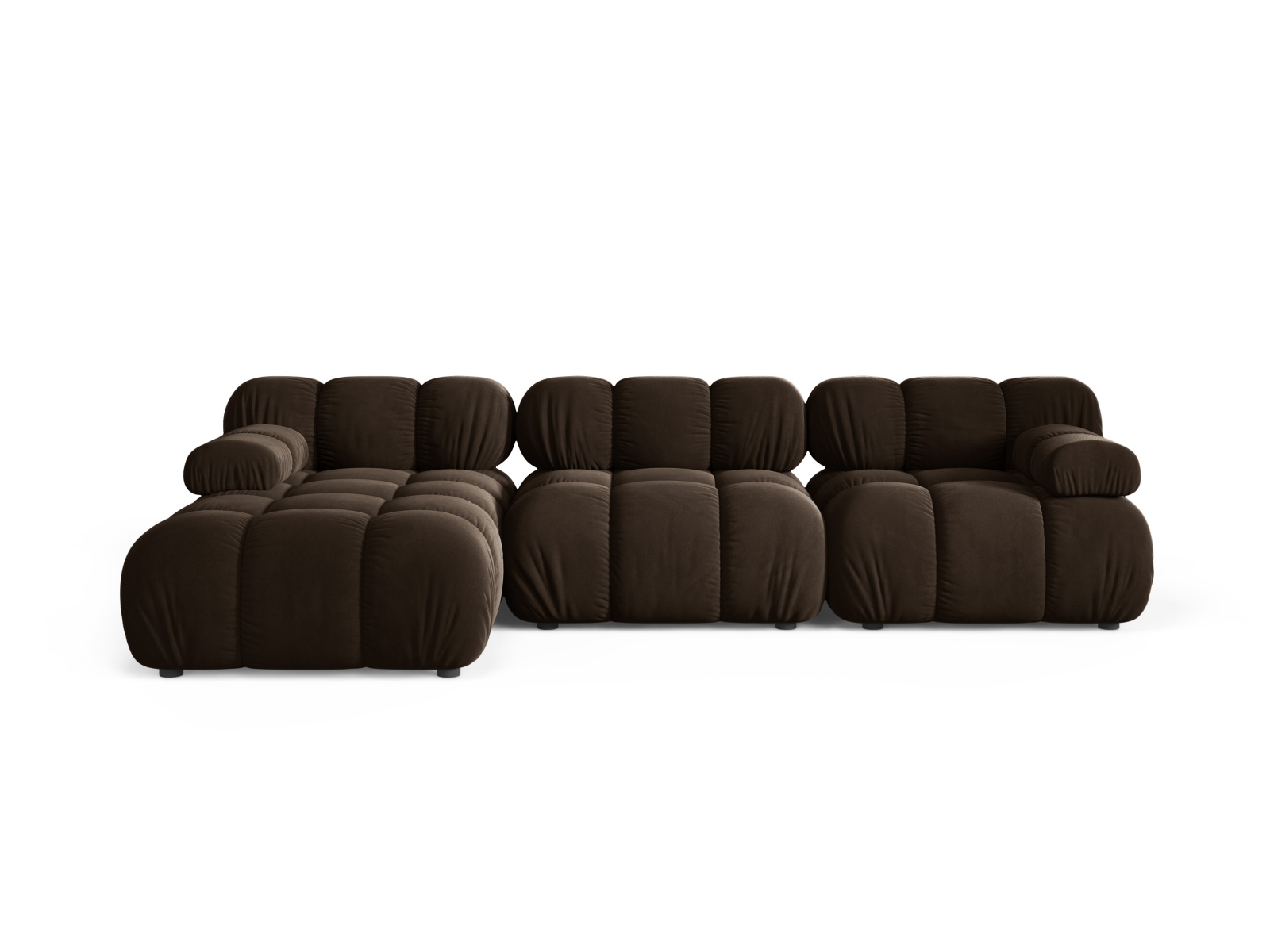 Velvet Modular Left Corner Sofa, "Bellis", 4 Seats, 282x155x70