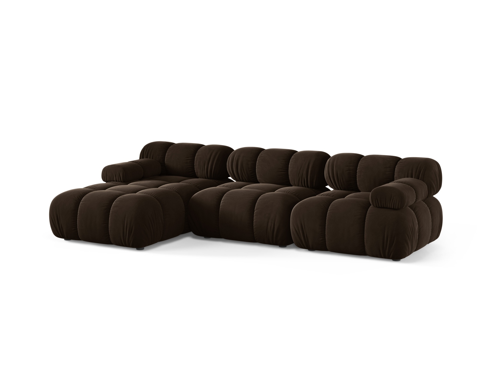 Velvet Modular Left Corner Sofa, "Bellis", 4 Seats, 282x155x70