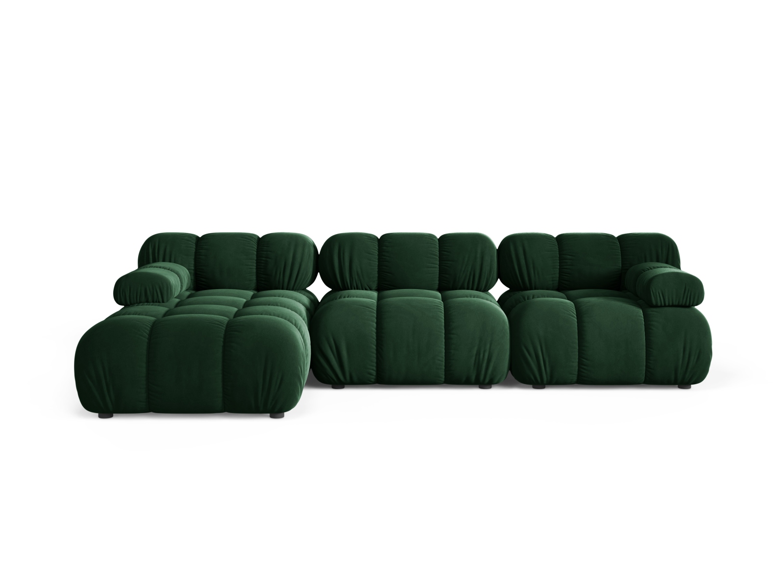 Velvet Modular Left Corner Sofa, "Bellis", 4 Seats, 282x155x70