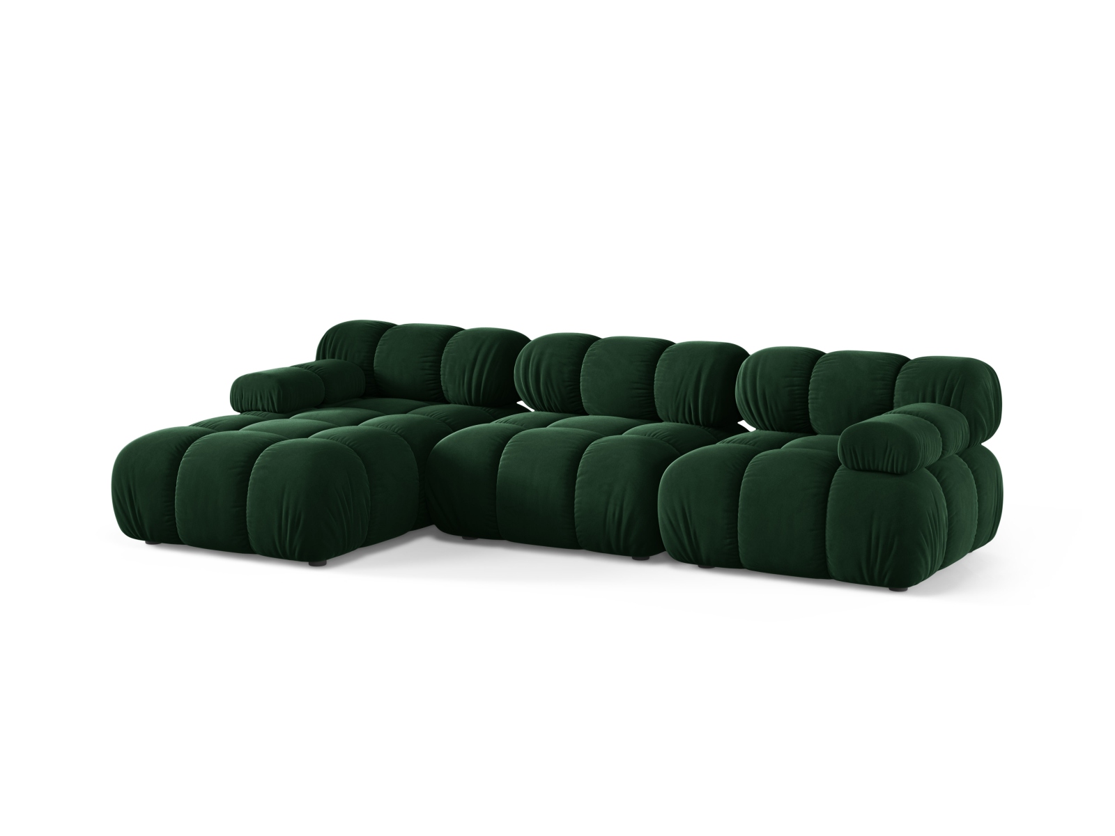Velvet Modular Left Corner Sofa, "Bellis", 4 Seats, 282x155x70