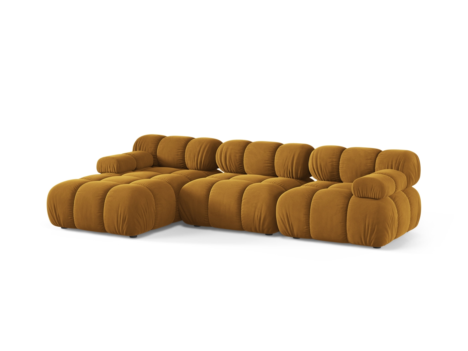 Velvet Modular Left Corner Sofa, "Bellis", 4 Seats, 282x155x70