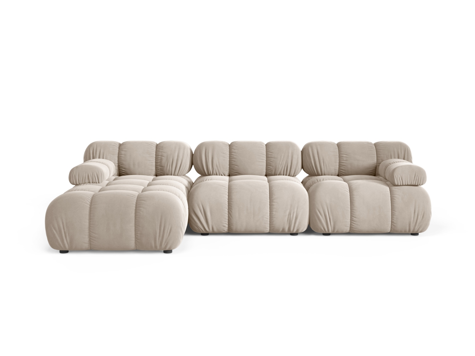 Velvet Modular Left Corner Sofa, "Bellis", 4 Seats, 282x155x70