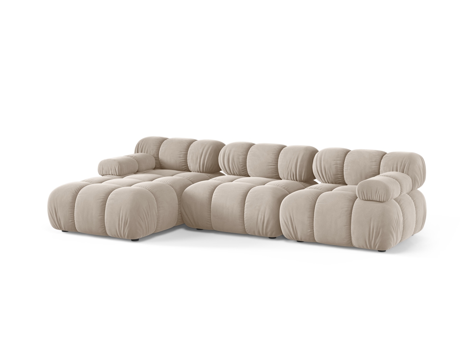 Velvet Modular Left Corner Sofa, "Bellis", 4 Seats, 282x155x70