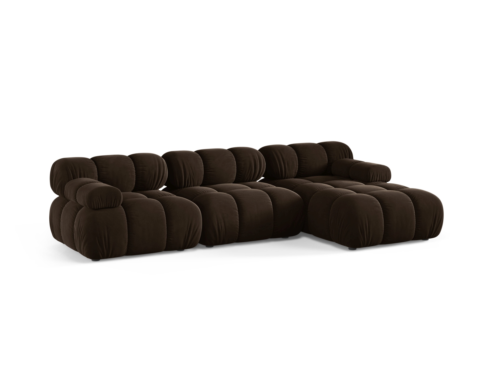 Velvet Modular Right Corner Sofa, "Bellis", 4 Seats, 282x155x70