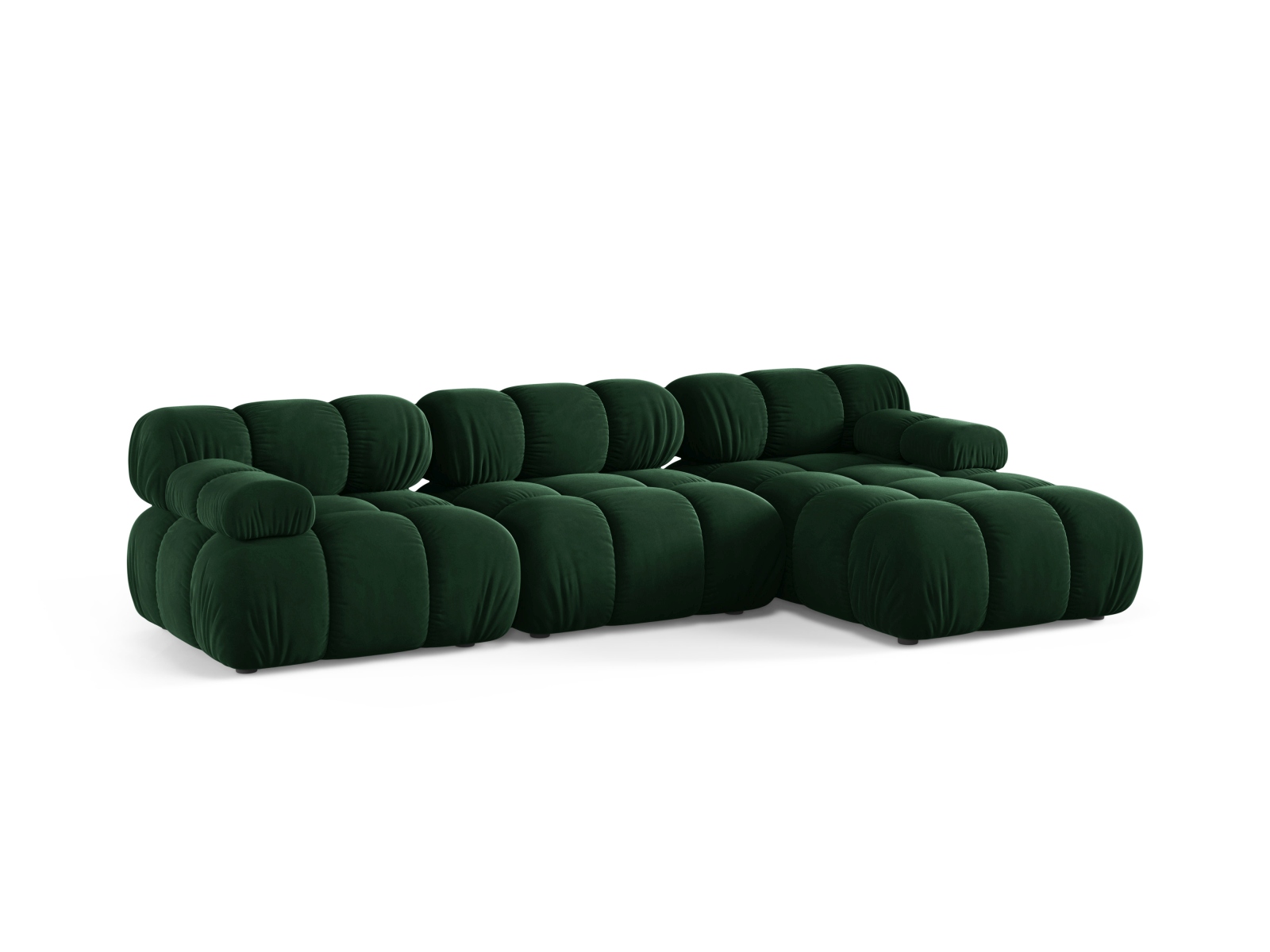 Velvet Modular Right Corner Sofa, "Bellis", 4 Seats, 282x155x70