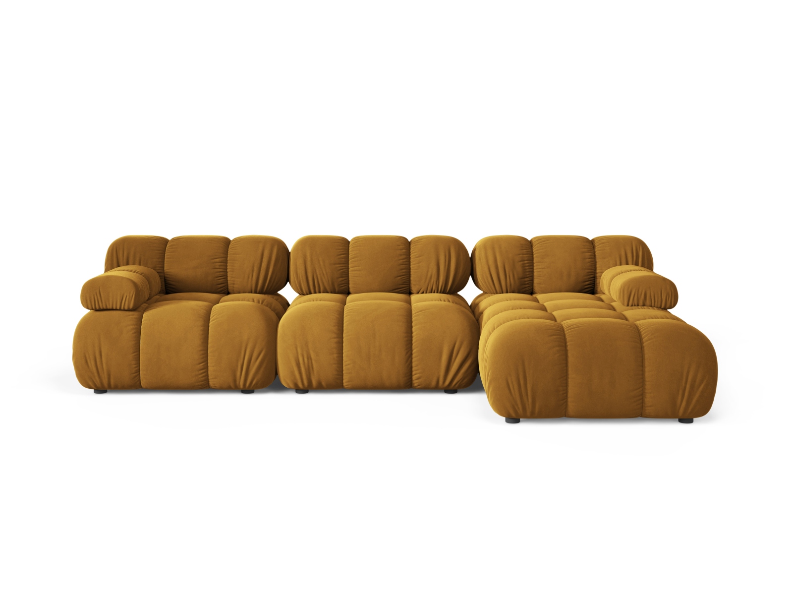 Velvet Modular Right Corner Sofa, "Bellis", 4 Seats, 282x155x70