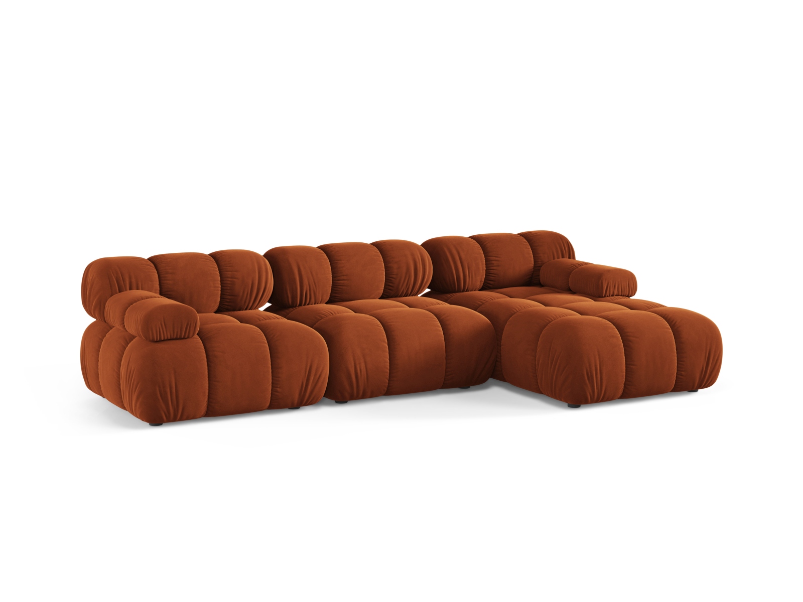 Velvet Modular Right Corner Sofa, "Bellis", 4 Seats, 282x155x70