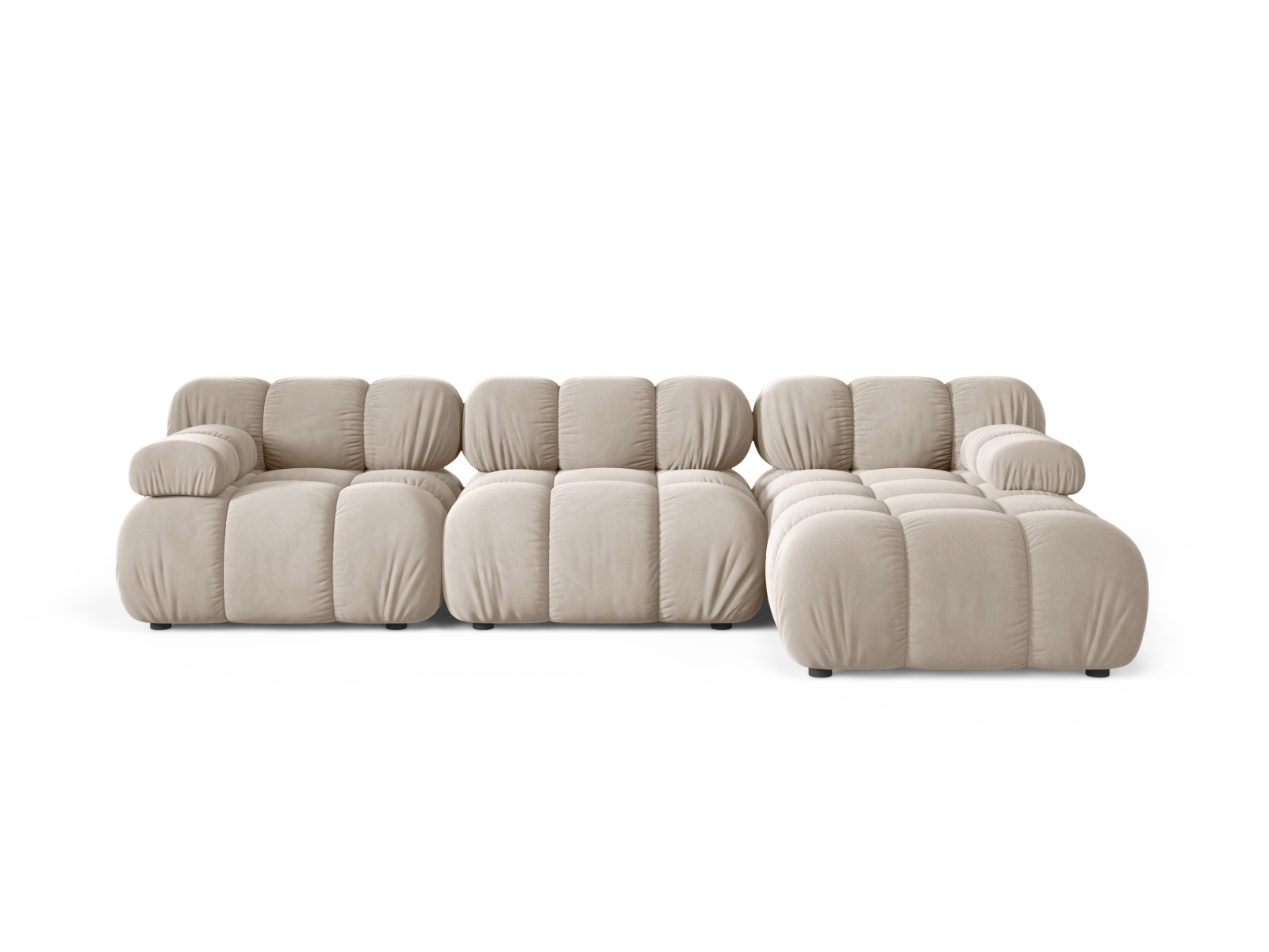 Velvet Modular Right Corner Sofa, "Bellis", 4 Seats, 282x155x70
