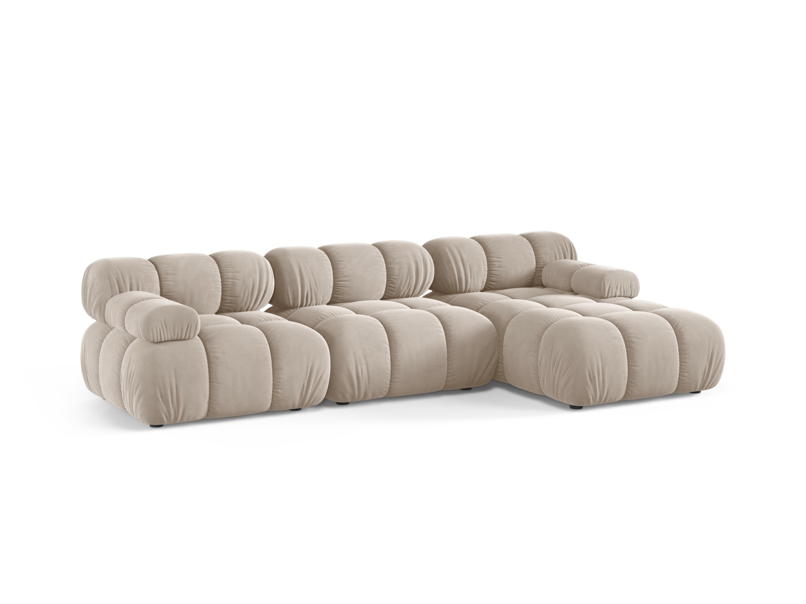 Velvet Modular Right Corner Sofa, "Bellis", 4 Seats, 282x155x70