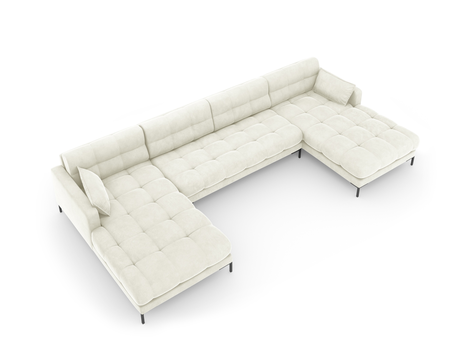 Velvet Panoramic Sofa, "Mamaia", 6 Seats, 383x185x75