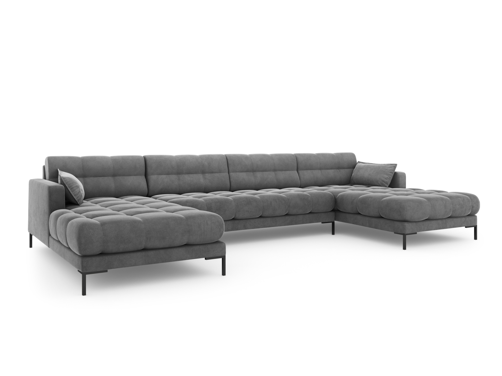 Velvet Panoramic Sofa, "Mamaia", 6 Seats, 383x185x75