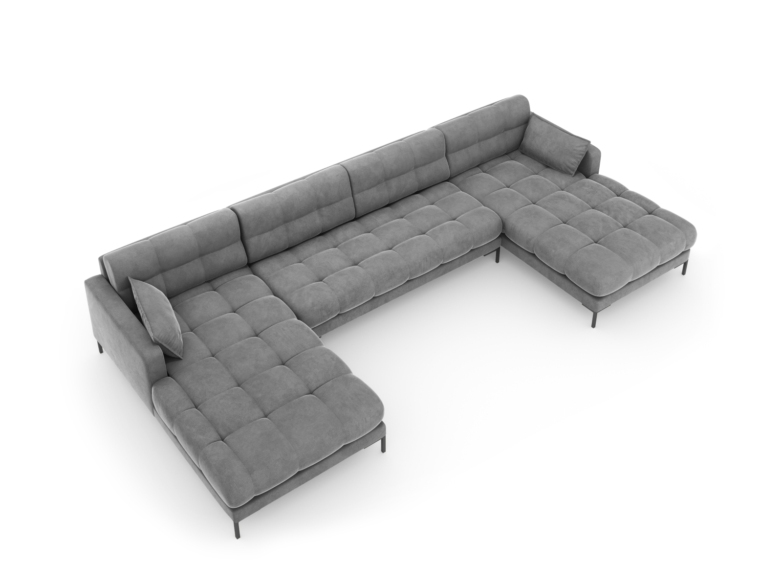 Velvet Panoramic Sofa, "Mamaia", 6 Seats, 383x185x75