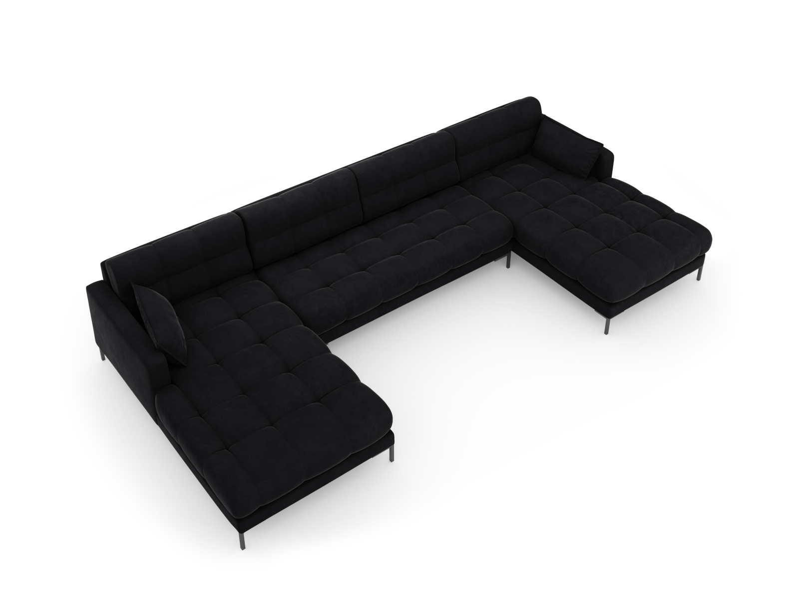 Velvet Panoramic Sofa, "Mamaia", 6 Seats, 383x185x75