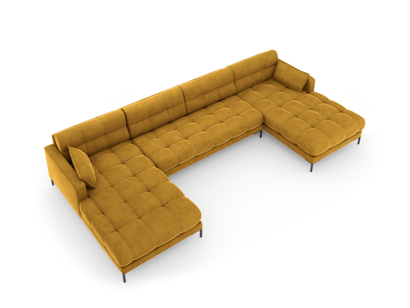 Velvet Panoramic Sofa, "Mamaia", 6 Seats, 383x185x75
