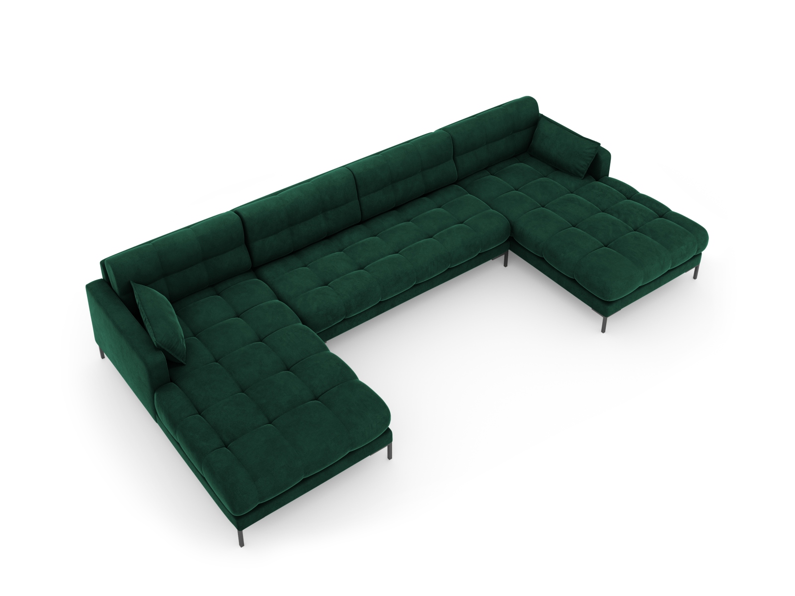 Velvet Panoramic Sofa, "Mamaia", 6 Seats, 383x185x75