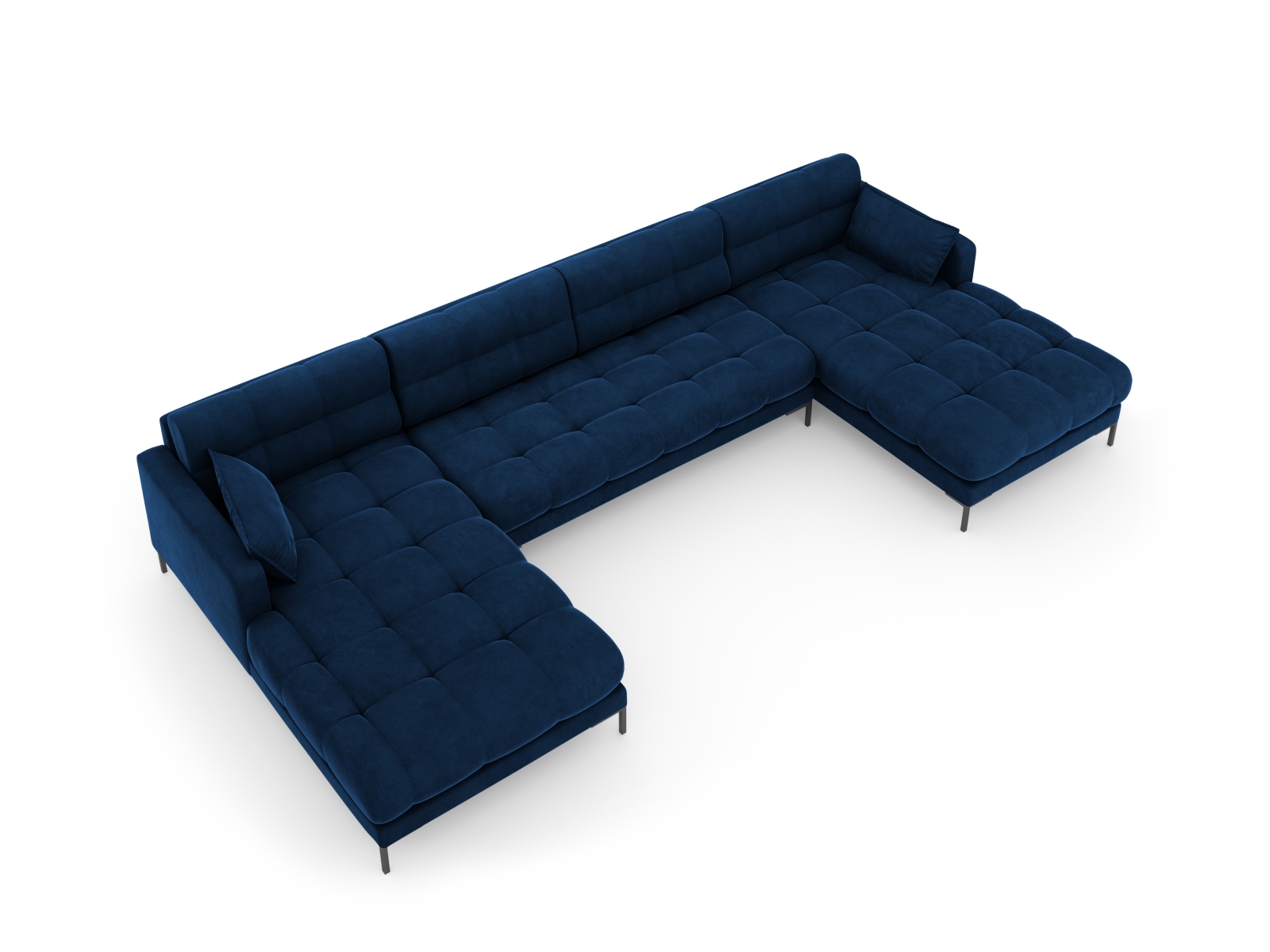 Velvet Panoramic Sofa, "Mamaia", 6 Seats, 383x185x75