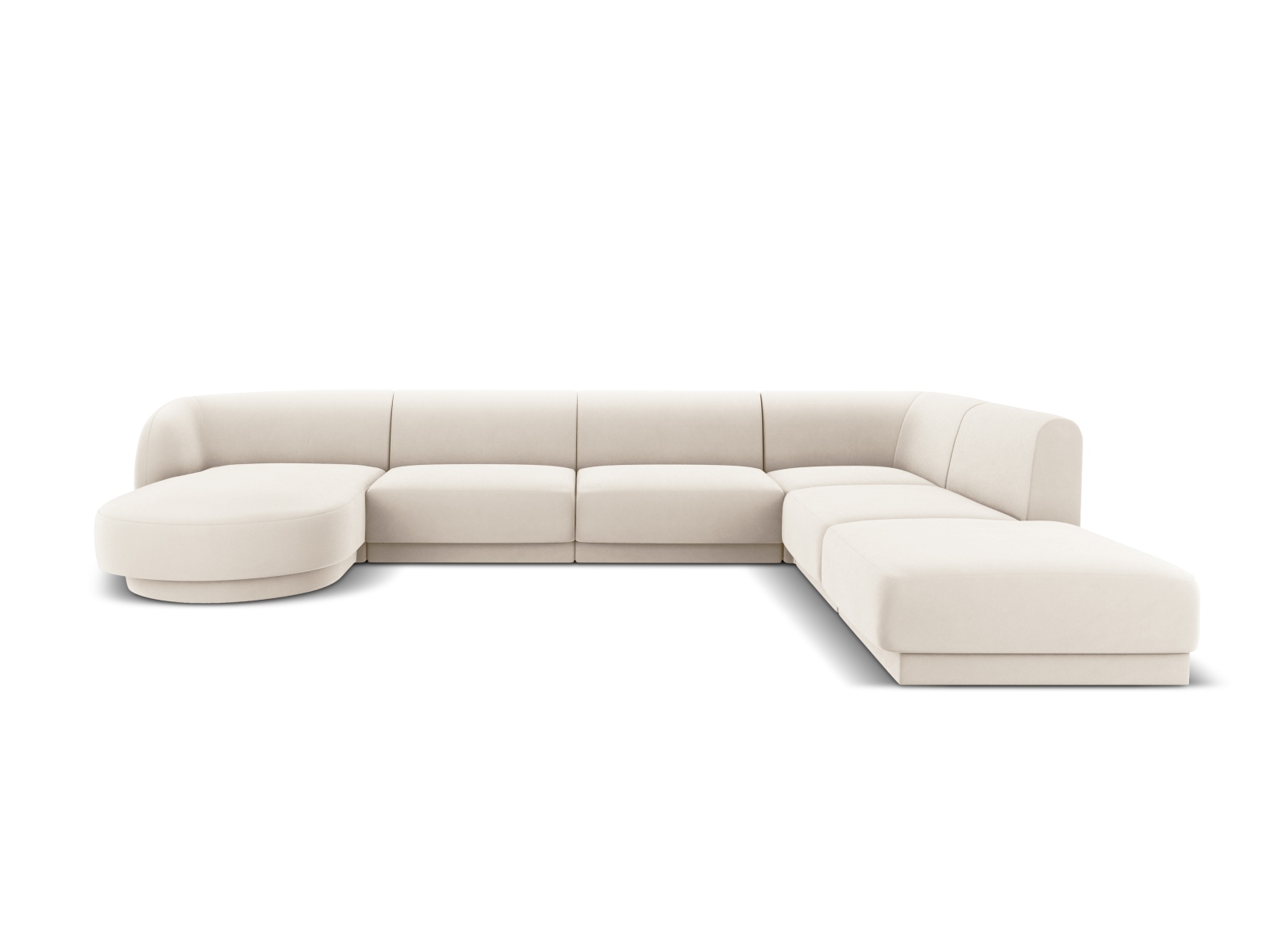 Velvet Panoramic Right Corner Sofa, "Miley", 6 Seats, 330x255x70