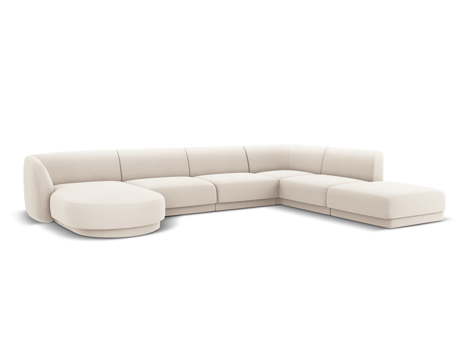 Velvet Panoramic Right Corner Sofa, "Miley", 6 Seats, 330x255x70