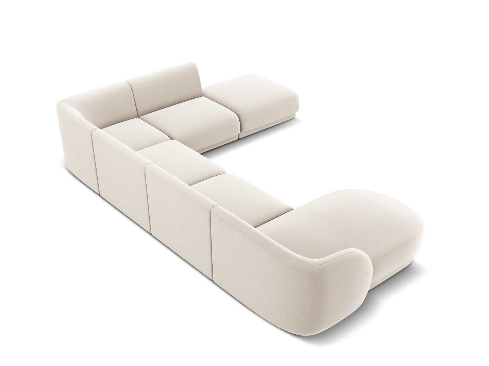 Velvet Panoramic Right Corner Sofa, "Miley", 6 Seats, 330x255x70