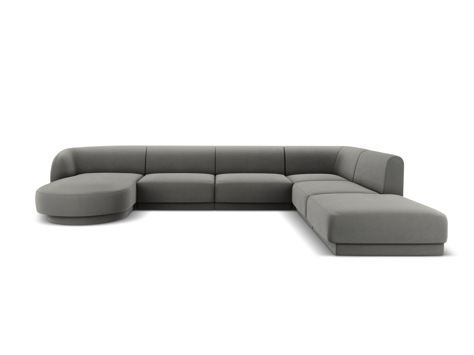 Velvet Panoramic Right Corner Sofa, "Miley", 6 Seats, 330x255x70