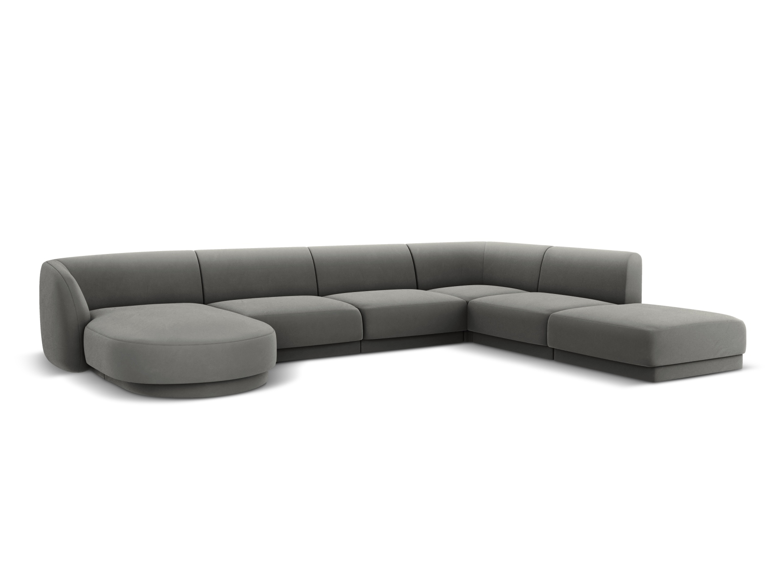 Velvet Panoramic Right Corner Sofa, "Miley", 6 Seats, 330x255x70