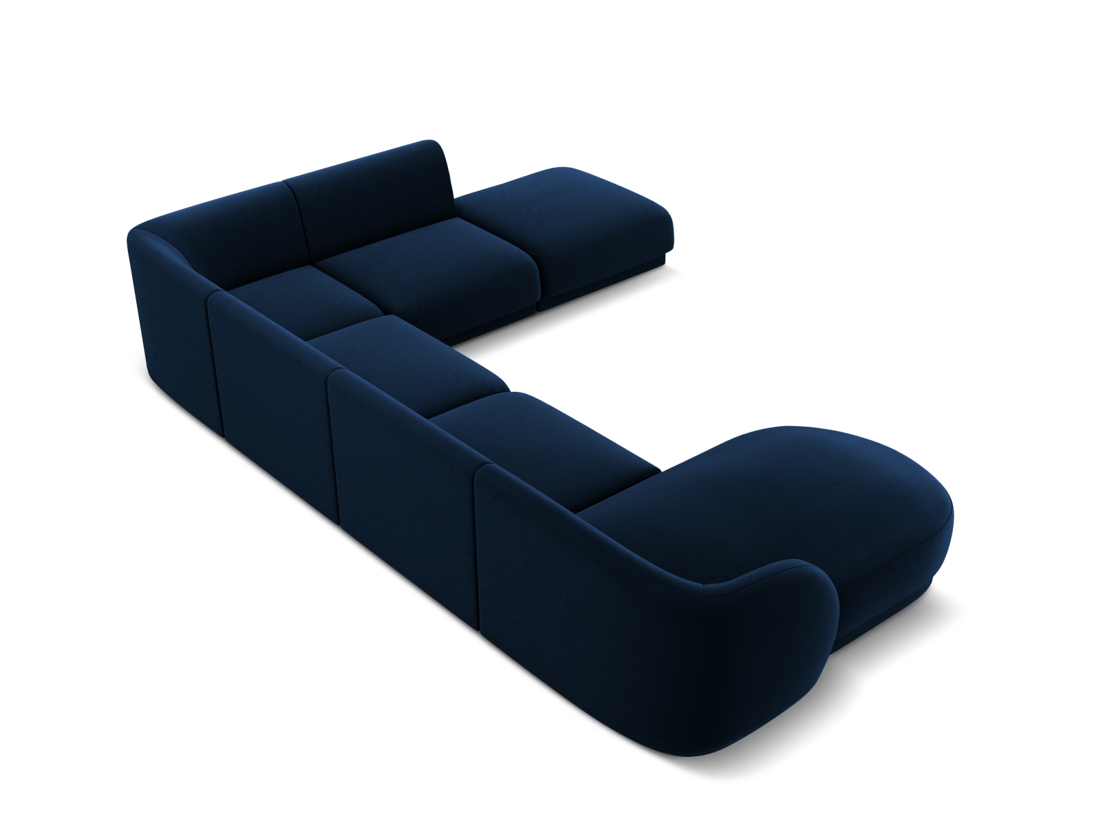 Velvet Panoramic Right Corner Sofa, "Miley", 6 Seats, 330x255x70