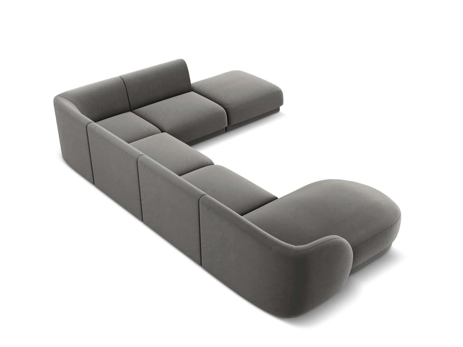 Velvet Panoramic Right Corner Sofa, "Miley", 6 Seats, 330x255x70